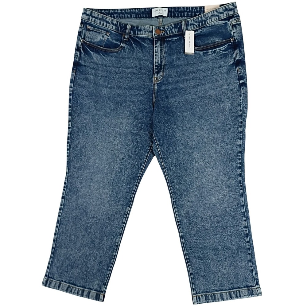 Lane Bryant Slim Straight Jeans Women 22 Blue Acid Wash NWT Stretch Denim